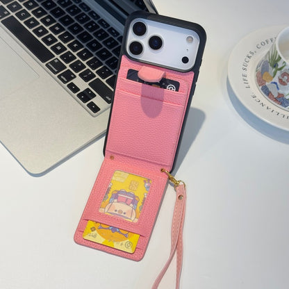 CC Card Bag Leather Hand Chain iPhone Case