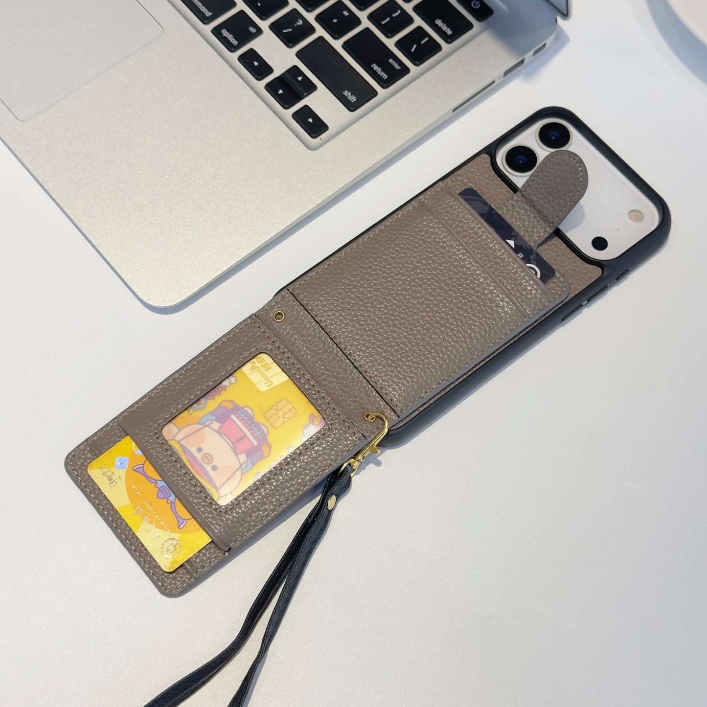 CC Card Bag Leather Hand Chain iPhone Case