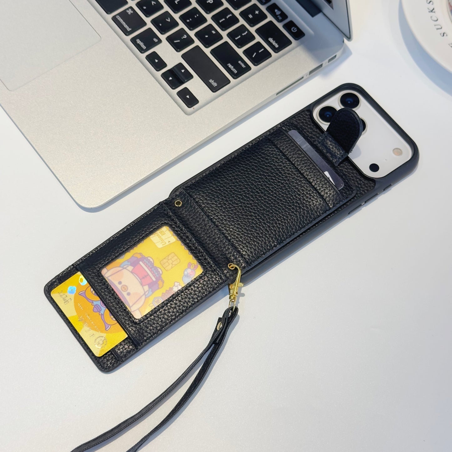 CC Card Bag Leather Hand Chain iPhone Case