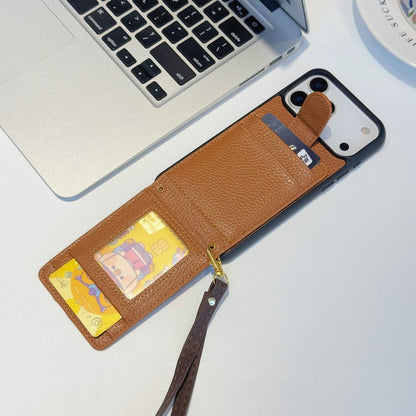 CC Card Bag Leather Hand Chain iPhone Case