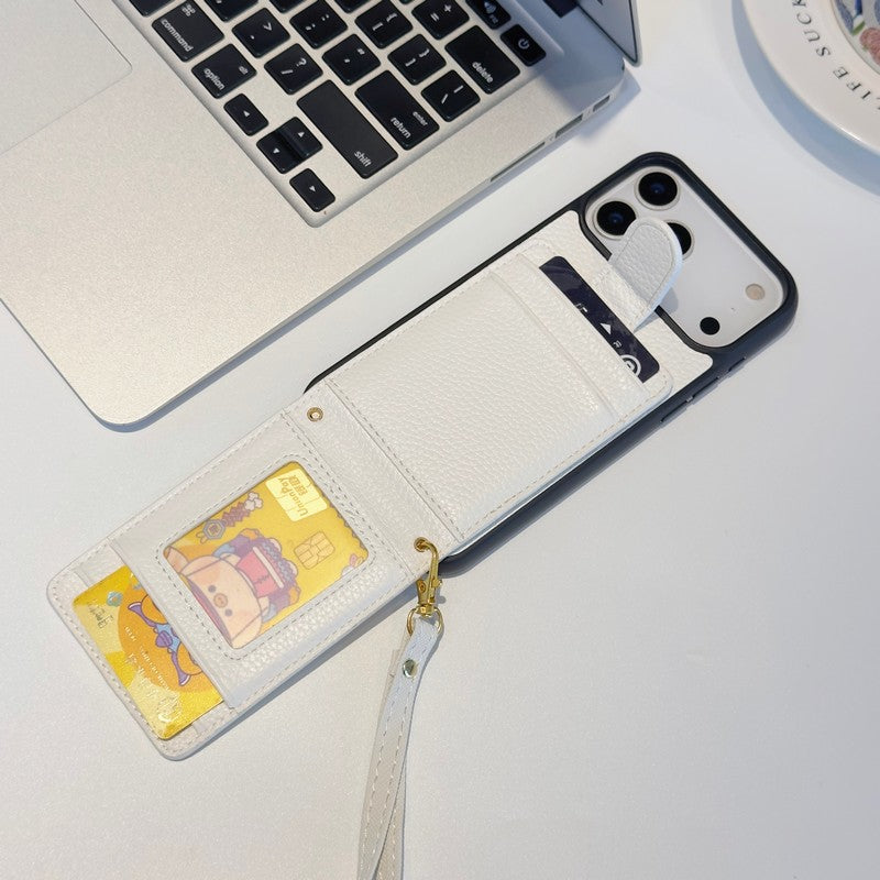 CC Card Bag Leather Hand Chain iPhone Case