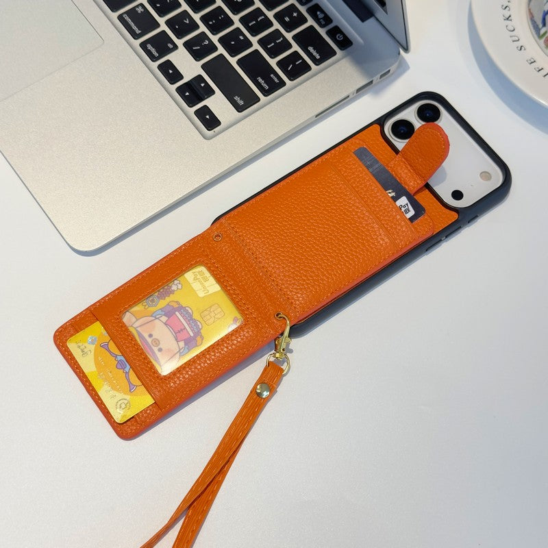CC Card Bag Leather Hand Chain iPhone Case