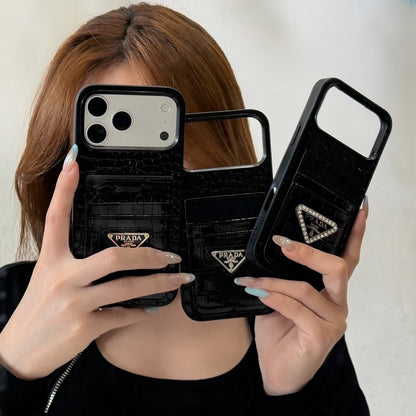 Pra Black Leather iPhone Case