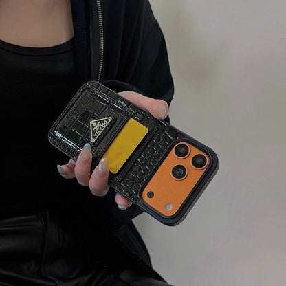 Pra Black Leather iPhone Case