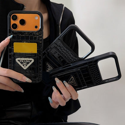 Pra Black Leather iPhone Case