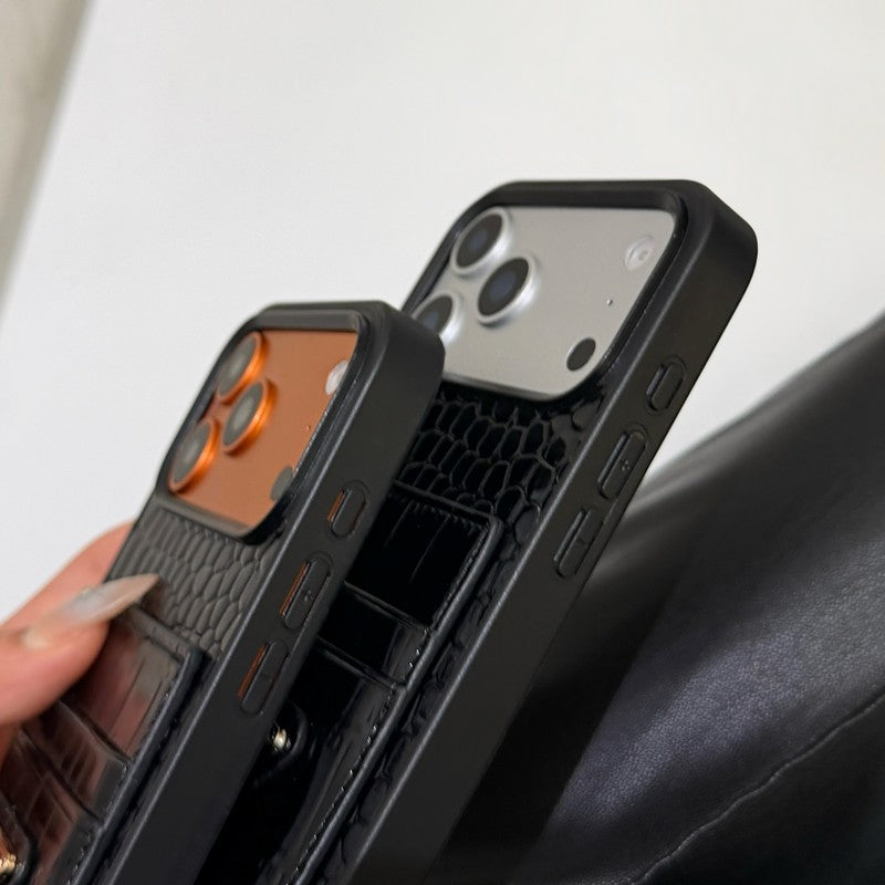 Pra Black Leather iPhone Case