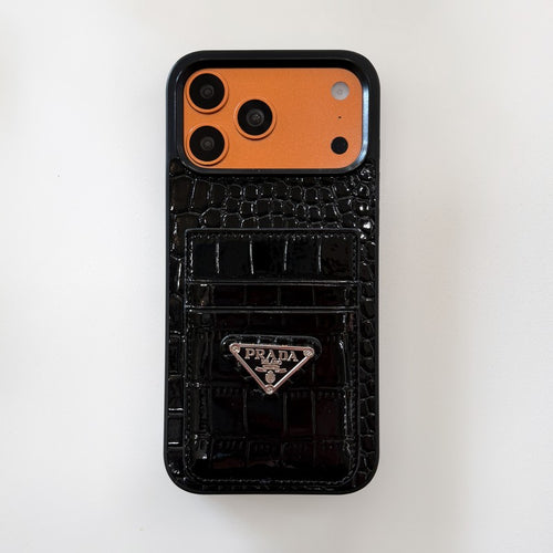 Pra Black Leather iPhone Case