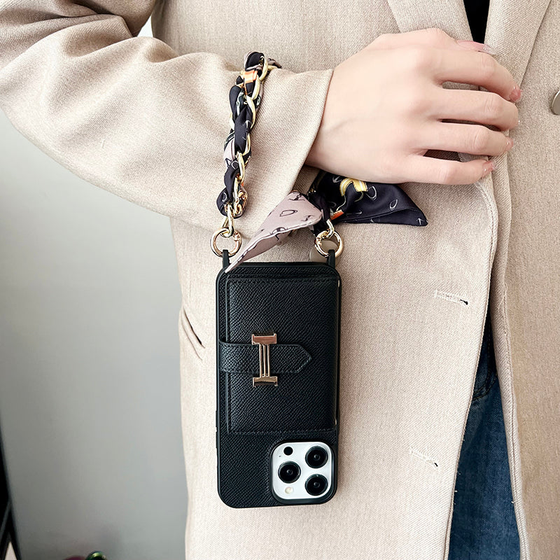 H Card Bag Scarves Leather iPhone Case