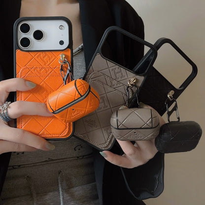 H Card Holder Leather iPhone Case + Airpods Case