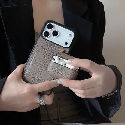 H Card Holder Leather iPhone Case + Airpods Case