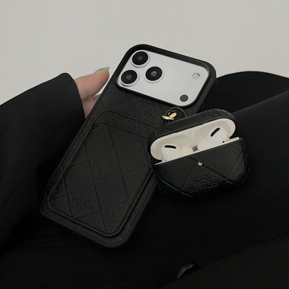 H Card Holder Leather iPhone Case + Airpods Case
