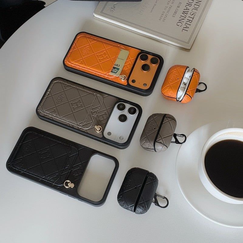 H Card Holder Leather iPhone Case + Airpods Case