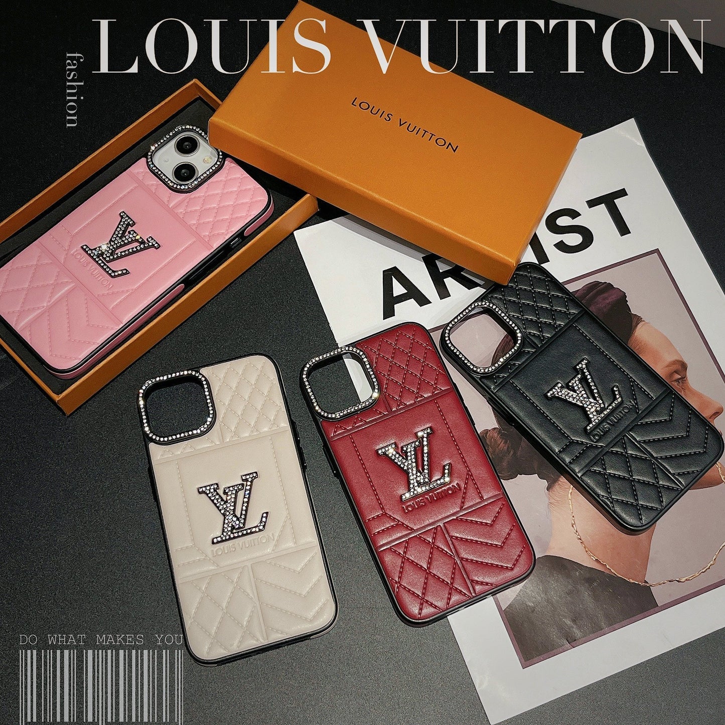Lou Rhombus Leather iPhone Case