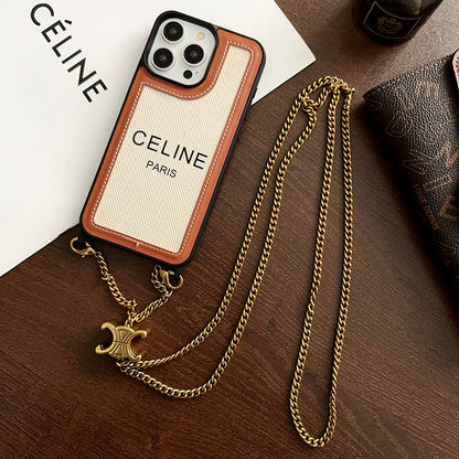 CE Gold Chain Leather iPhone 16 Case