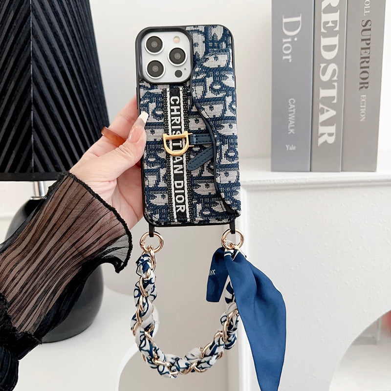 CD Crossbody Scarves Leather iPhone Case