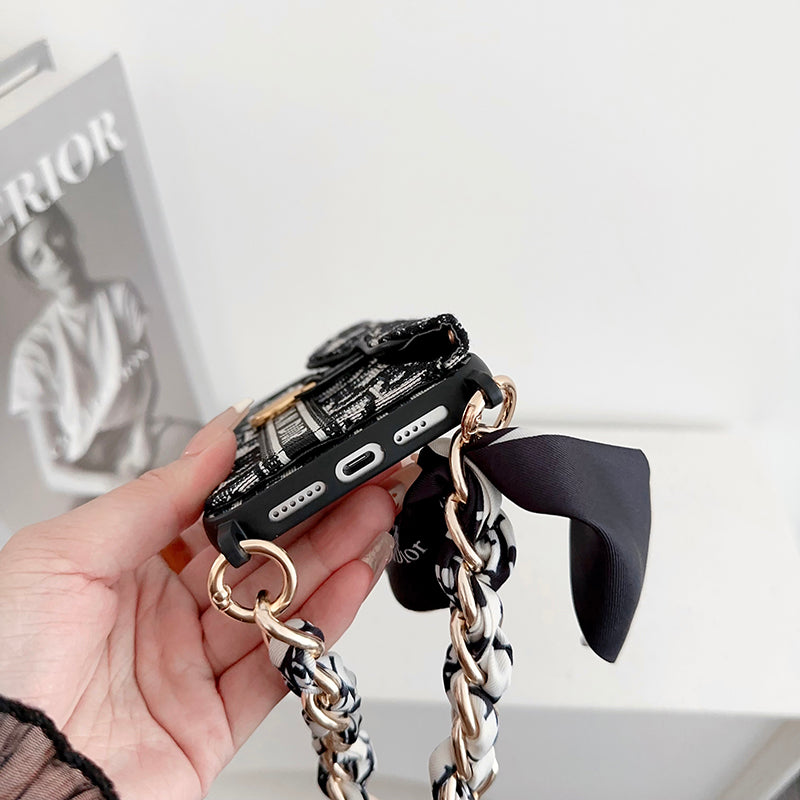 CD Crossbody Scarves Leather iPhone Case