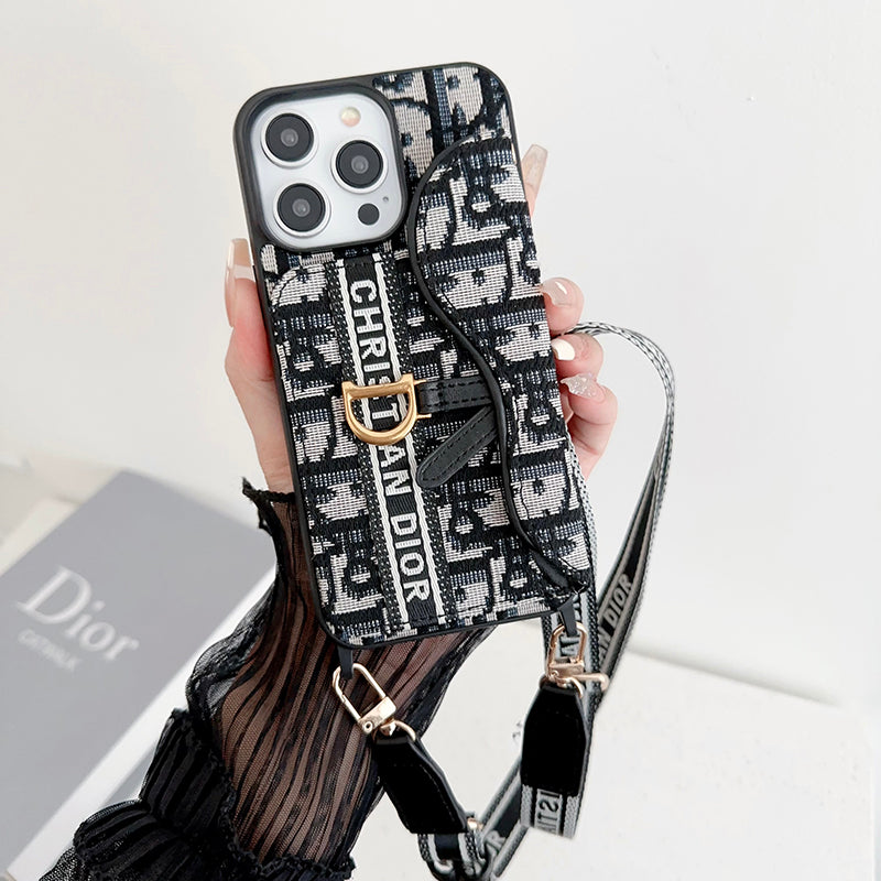 CD Crossbody Scarves Leather iPhone Case