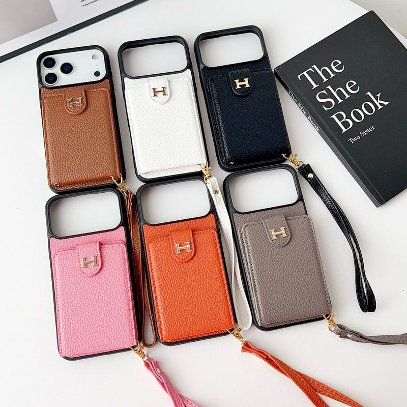 H Leather Hand Chain iPhone Case