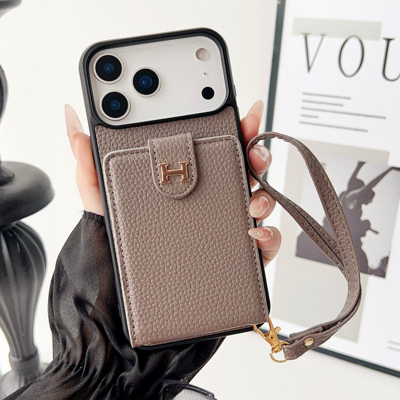 H Leather Hand Chain iPhone Case