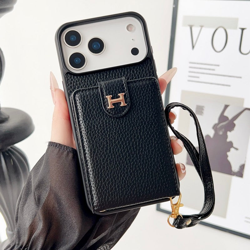 H Leather Hand Chain iPhone Case