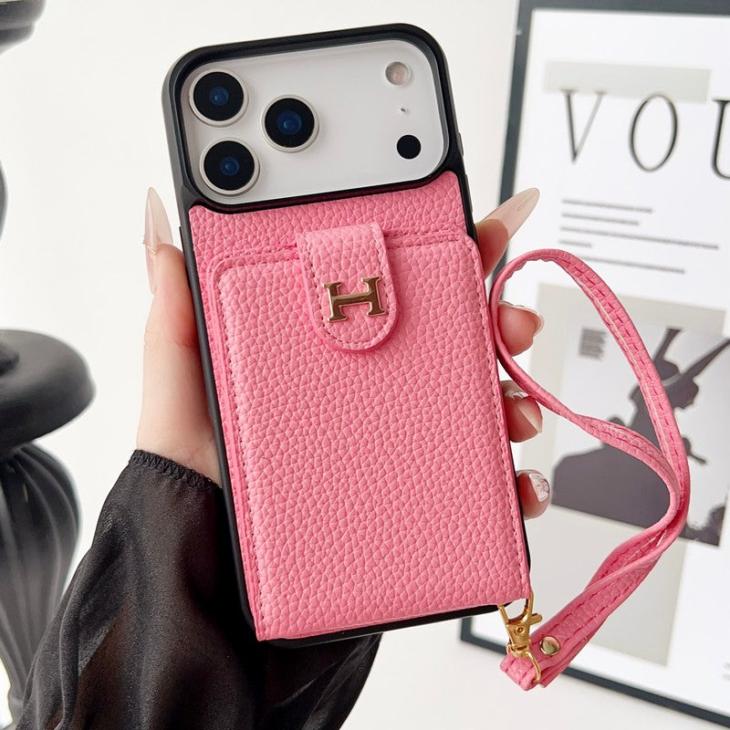 H Leather Hand Chain iPhone Case