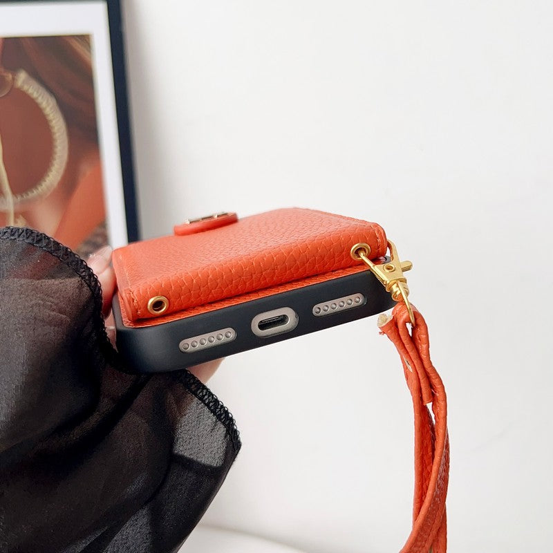 H Leather Hand Chain iPhone Case