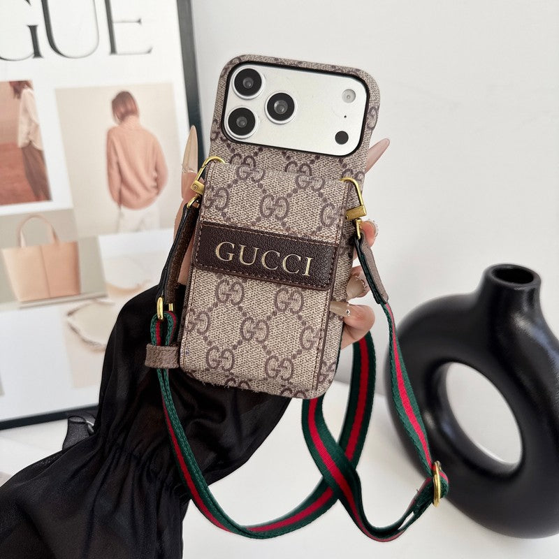 Louis GG Crossbody Chain Card iPhone Case
