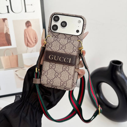 Louis GG Crossbody Chain Card iPhone Case