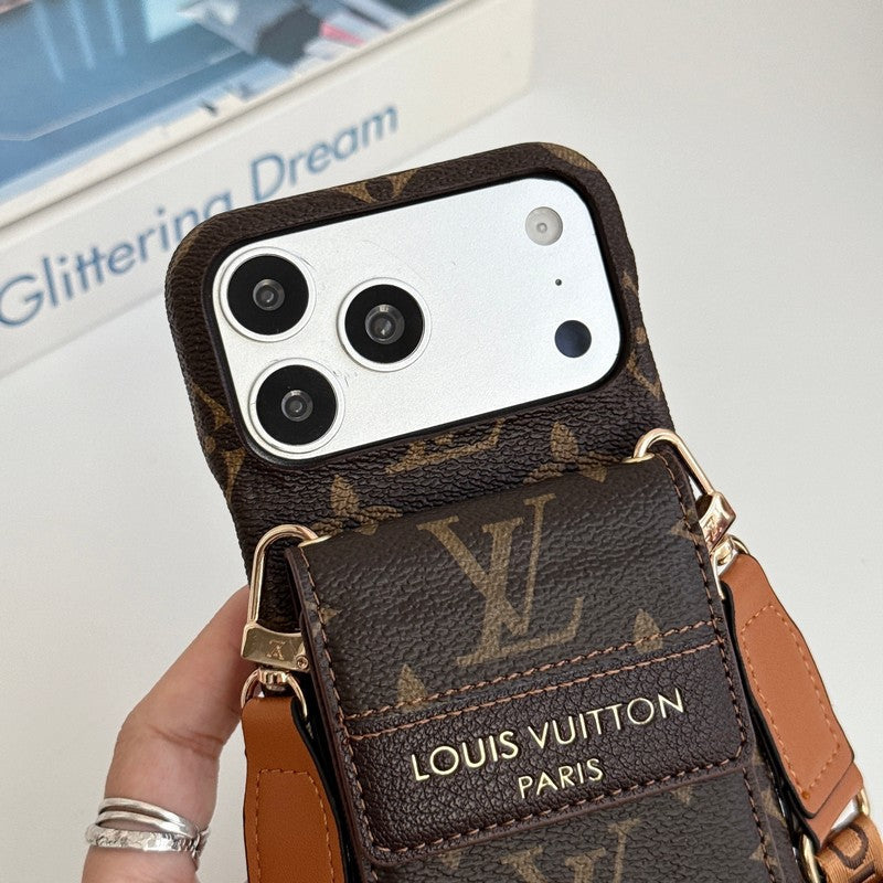 Louis GG Crossbody Chain Card iPhone Case