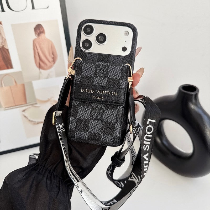 Louis GG Crossbody Chain Card iPhone Case
