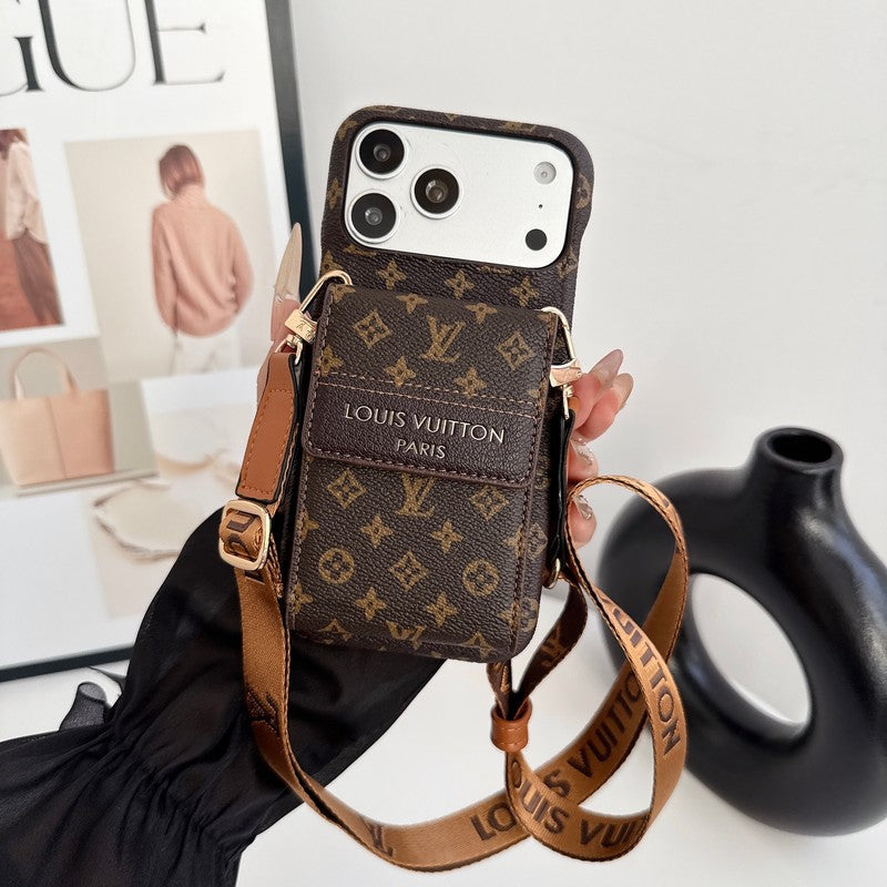 Louis GG Crossbody Chain Card iPhone Case