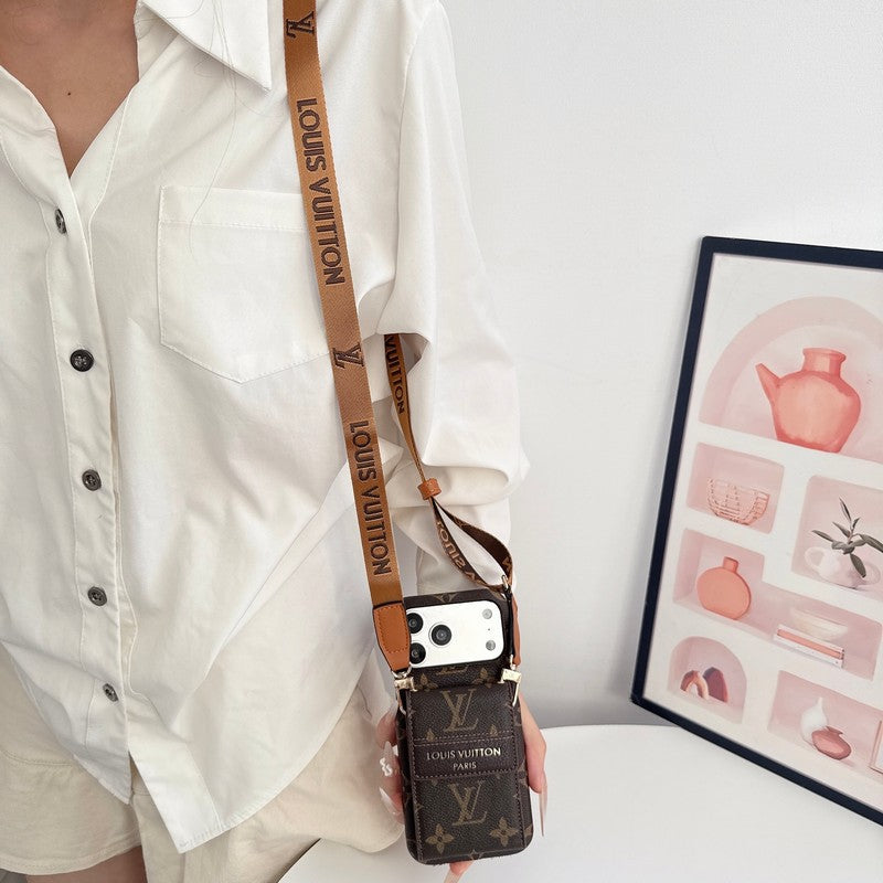 Louis GG Crossbody Chain Card iPhone Case