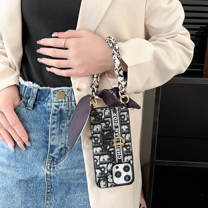 CD Crossbody Scarves Leather iPhone Case