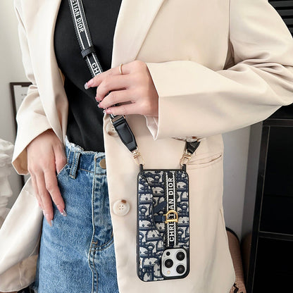CD Crossbody Scarves Leather iPhone Case