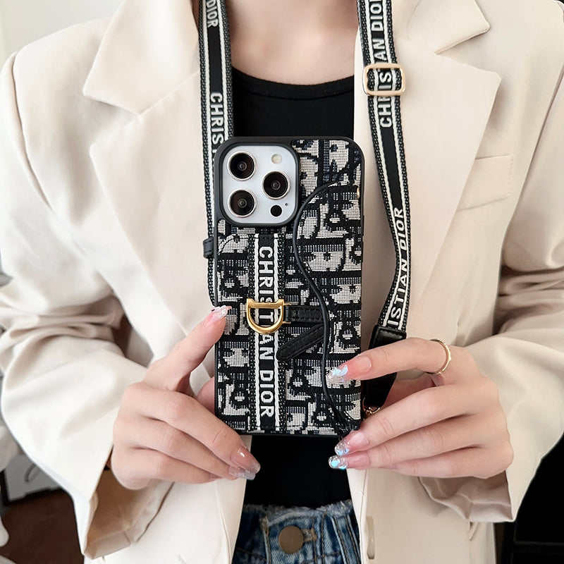 CD Crossbody Scarves Leather iPhone Case