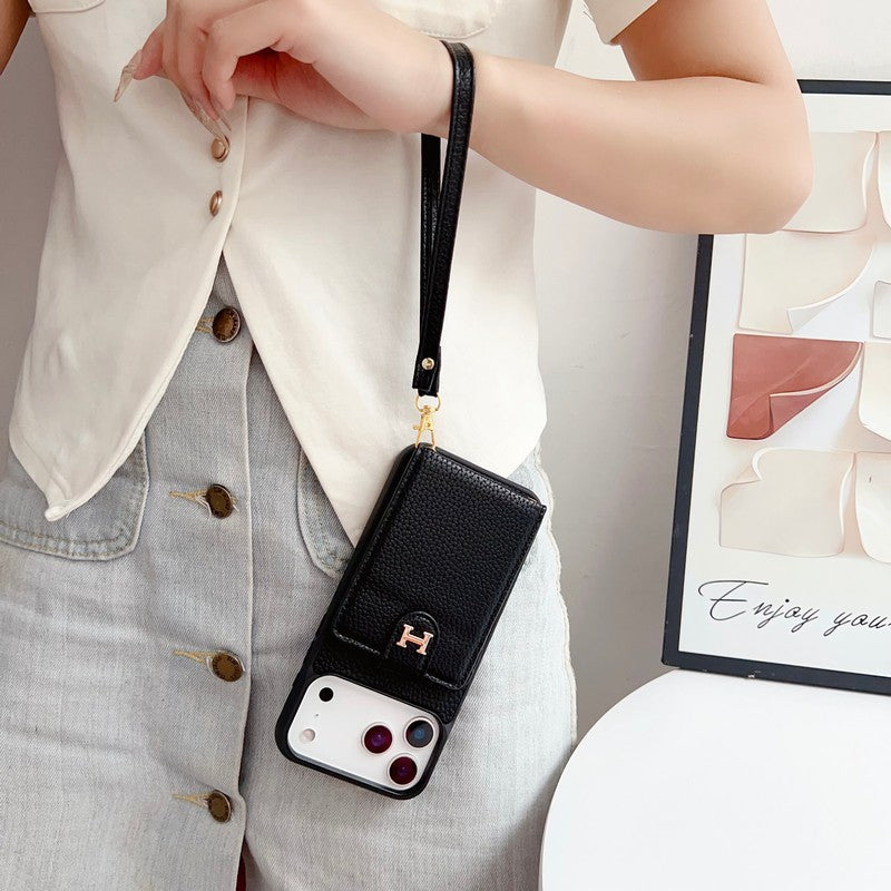 H Leather Hand Chain iPhone Case