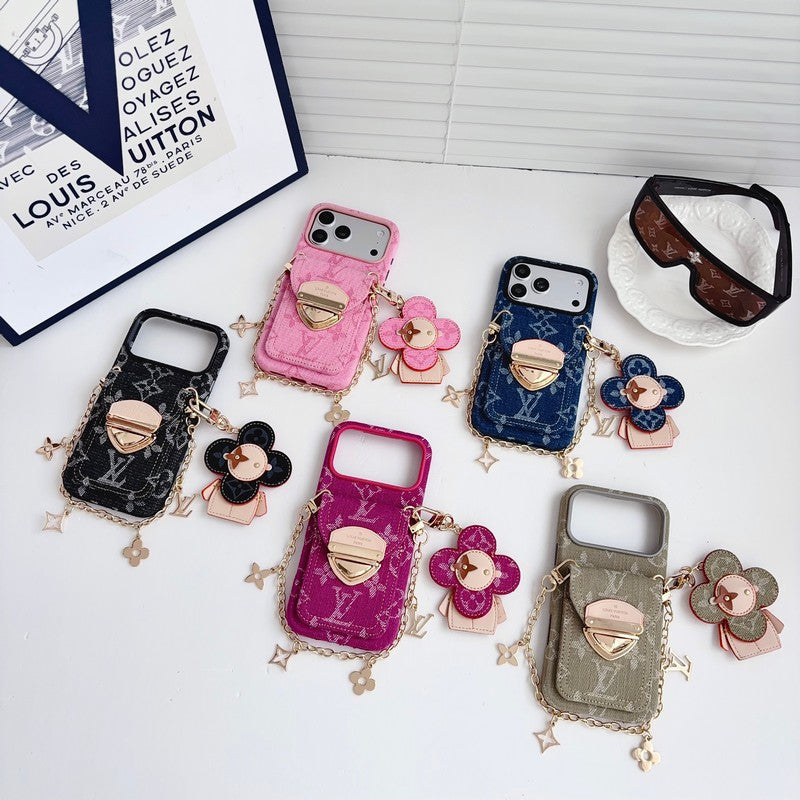 Louis Vivienne Pendant Gold Chain iPhone Case