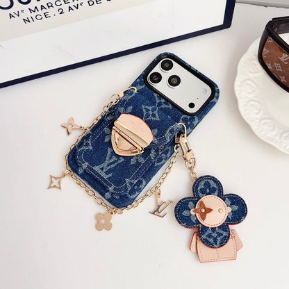 Louis Vivienne Pendant Gold Chain iPhone Case