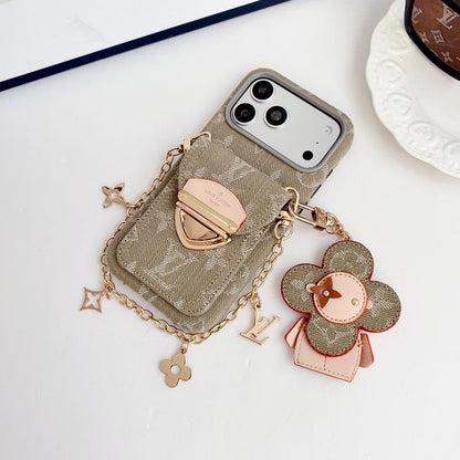 Louis Vivienne Pendant Gold Chain iPhone Case