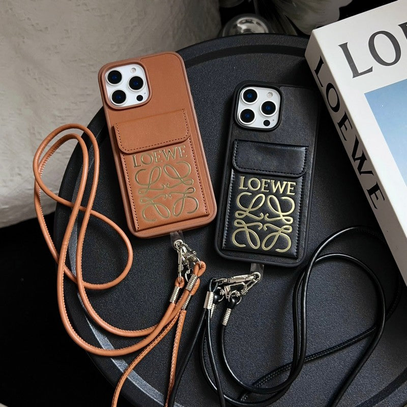 Loe Black & Brown Card Bag Crossbody iPhone Case
