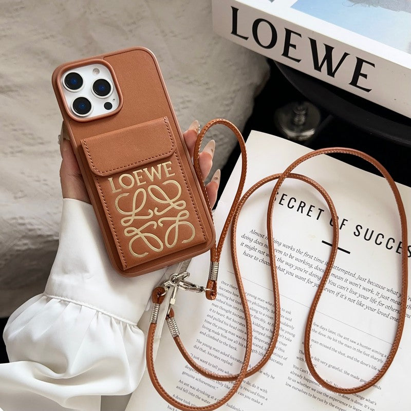Loe Black & Brown Card Bag Crossbody iPhone Case
