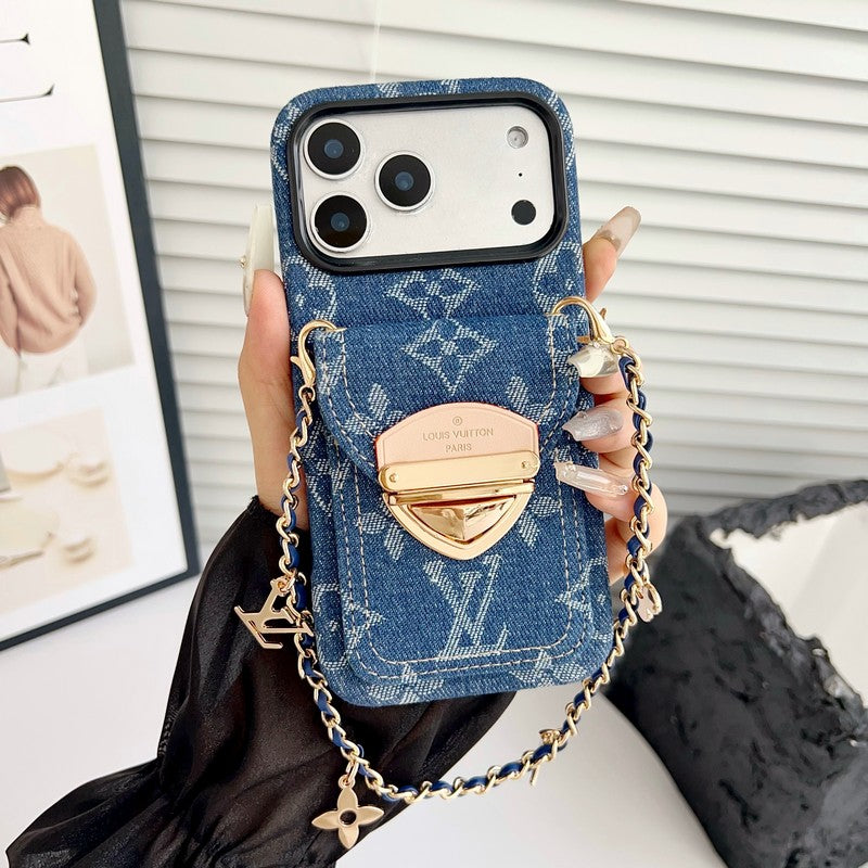 Louis Gold Card Bag Chain iPhone Case