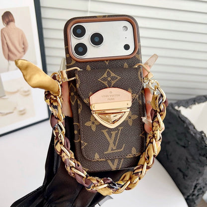 Louis Gold Card Bag Silk Scarves iPhone Case