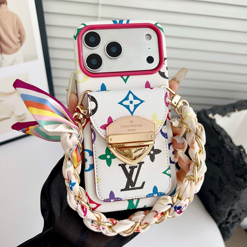 Louis Gold Card Bag Silk Scarves iPhone Case