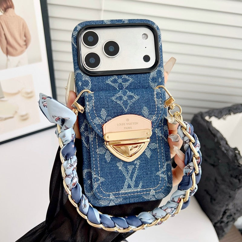 Louis Gold Card Bag Silk Scarves iPhone Case