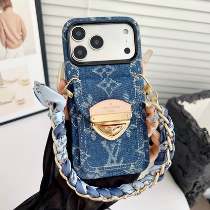 Louis Gold Card Bag Silk Scarves iPhone Case