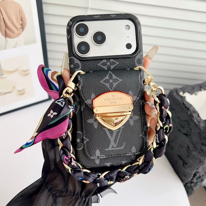 Louis Gold Card Bag Silk Scarves iPhone Case