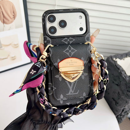 Louis Gold Card Bag Silk Scarves iPhone Case