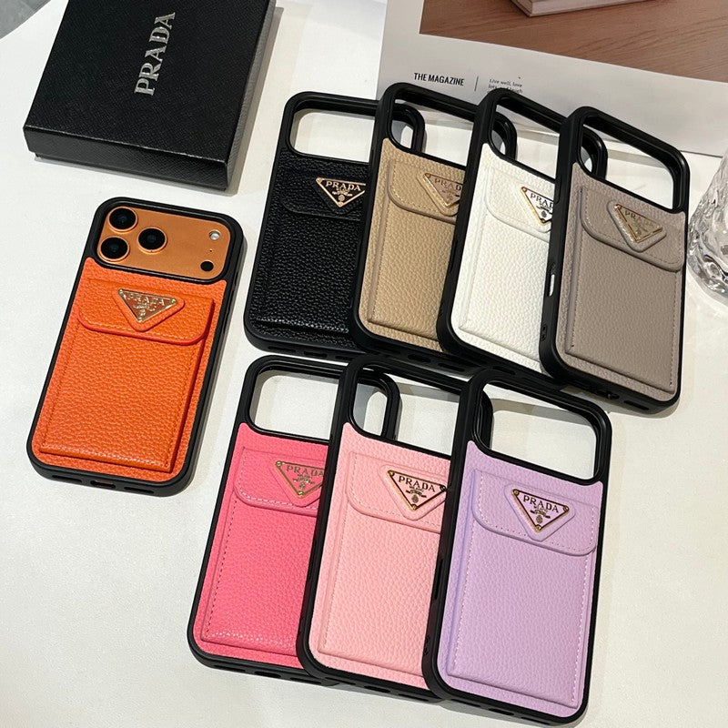 Pra Color Leather Card Bag iPhone Case