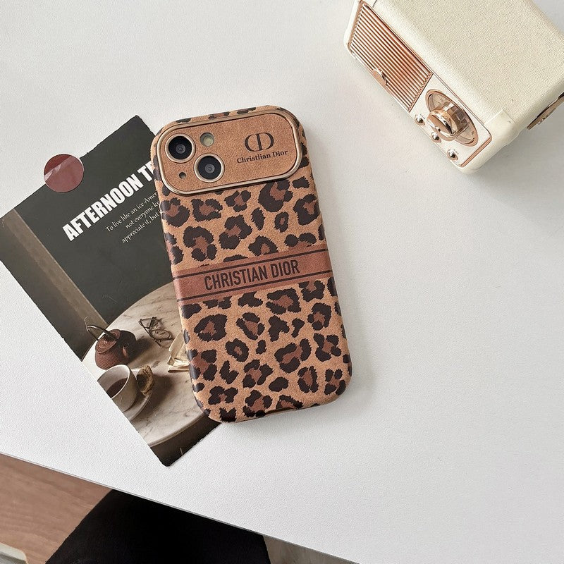 CD Brown Color Leather iPhone Case